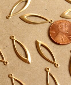 10 pc. Medium Raw Brass Open Navette Drops: 24mm by 8mm - made in USA | RB-1141