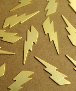 10 pc. Medium Gold Brass Lightning Bolts: 25mm by 7mm - made in USA | GLD-110