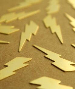 10 pc. Medium Gold Brass Lightning Bolts: 25mm by 7mm - made in USA | GLD-110