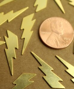 10 pc. Medium Gold Brass Lightning Bolts: 25mm by 7mm - made in USA | GLD-110