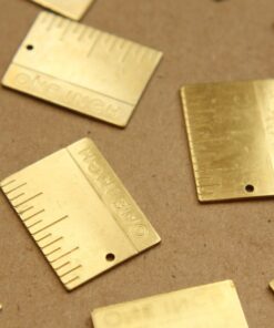 4 pc. Raw Brass One Inch Ruler Charms: 25mm by 19mm - made in USA | RB-845