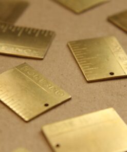 4 pc. Raw Brass One Inch Ruler Charms: 25mm by 19mm - made in USA | RB-845