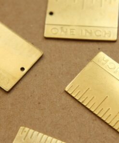 4 pc. Raw Brass One Inch Ruler Charms: 25mm by 19mm - made in USA | RB-845