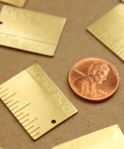 4 pc. Raw Brass One Inch Ruler Charms: 25mm by 19mm - made in USA | RB-845