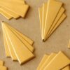4 pc. Raw Brass Art Deco Fanned Geometric Charm: 44mm by 27mm - made in USA | RB-1383