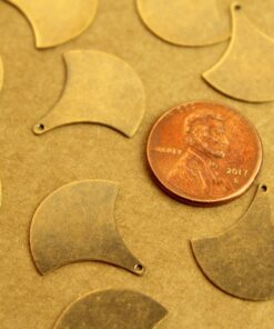 10 pc. Antique Brass Plated Flat Single Scallop Charms: 20mm by 19mm - made in USA | AB-189