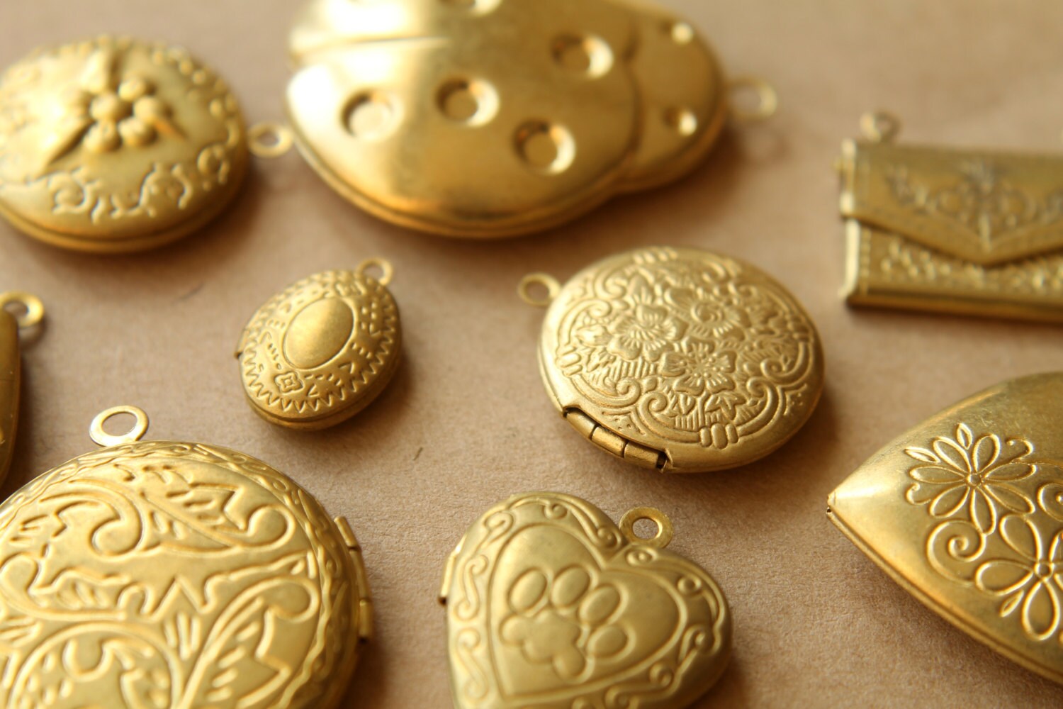 5 pc. Raw Brass Locket Grab Bag | LOC-039