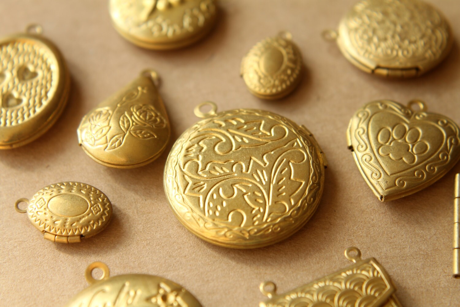 5 pc. Raw Brass Locket Grab Bag | LOC-039