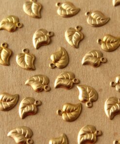 10 pc. Tiny Raw Brass Curved Leaf Charms: 8mm by 6mm - made in USA | RB-952*