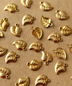 10 pc. Tiny Raw Brass Curved Leaf Charms: 8mm by 6mm - made in USA | RB-952*