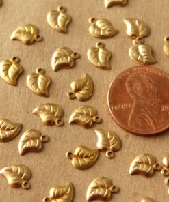 10 pc. Tiny Raw Brass Curved Leaf Charms: 8mm by 6mm - made in USA | RB-952*