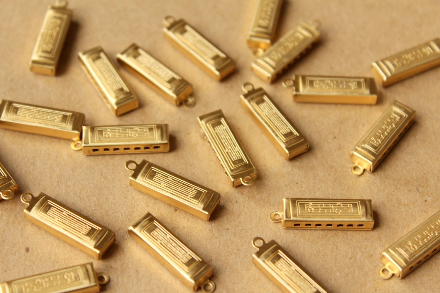 3 pc. Small Raw Brass Harmonicas: 23.5mm by 7.5mm by 3mm - made in USA | RB-631