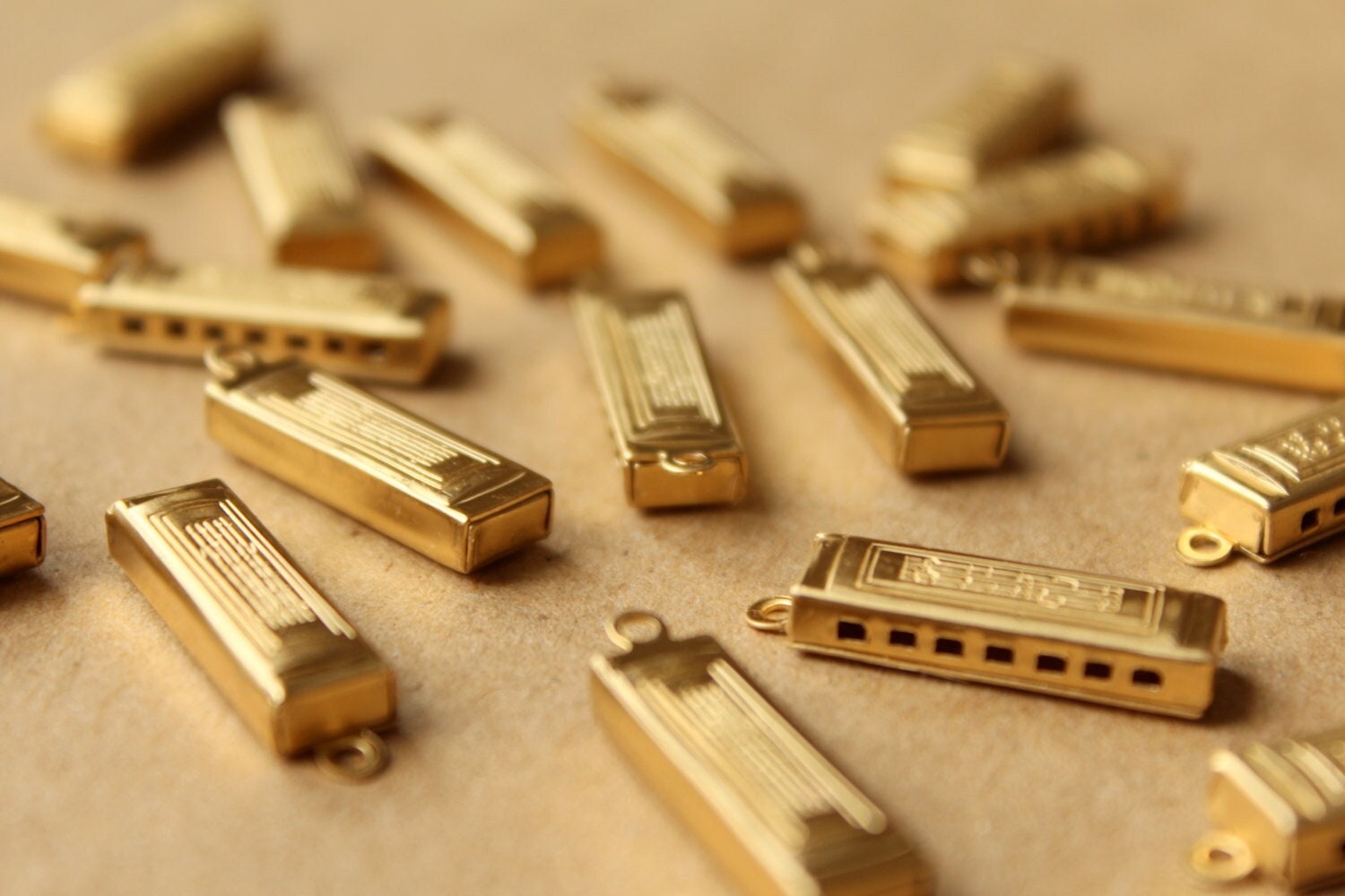 3 pc. Small Raw Brass Harmonicas: 23.5mm by 7.5mm by 3mm - made in USA | RB-631