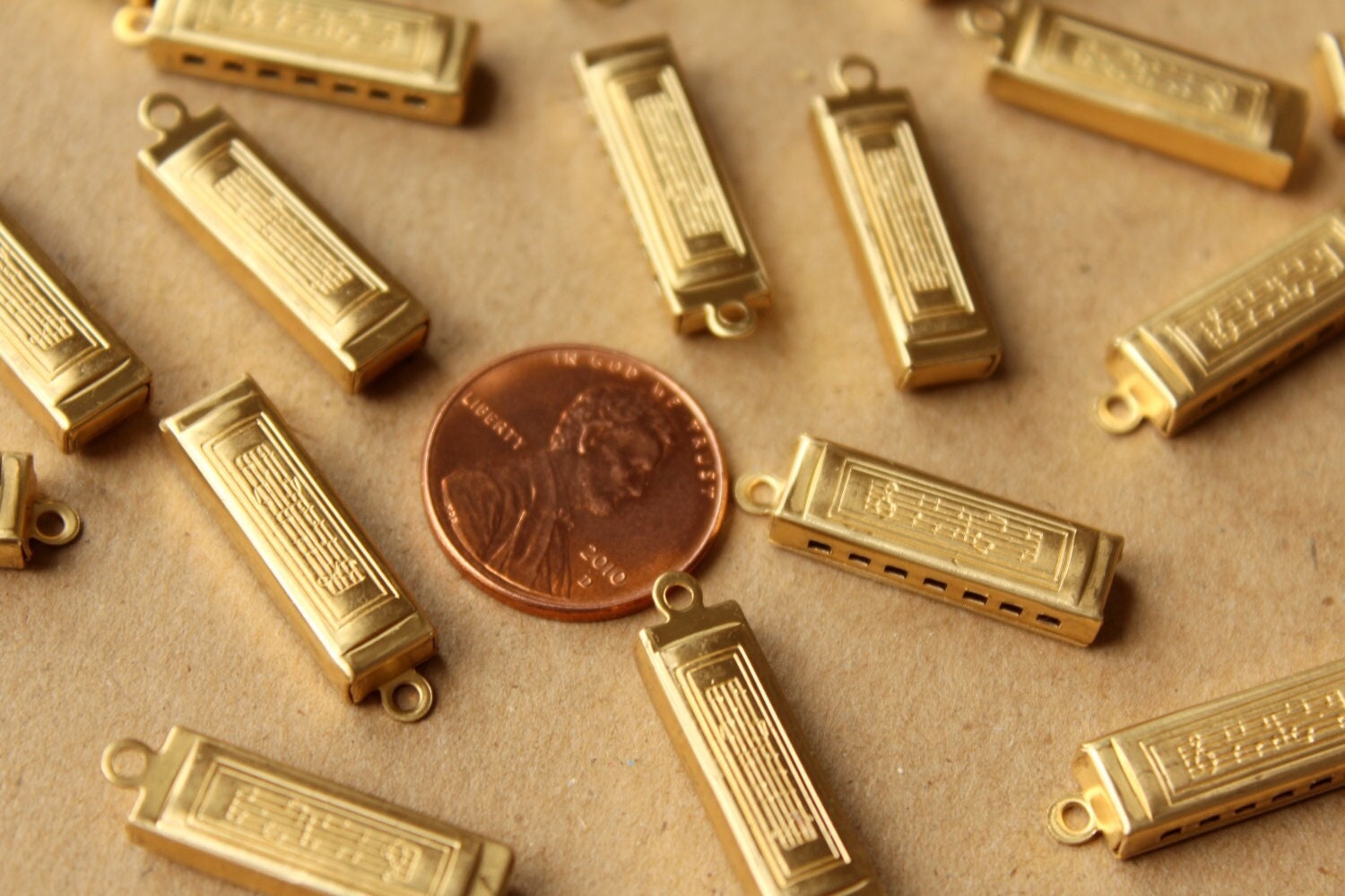3 pc. Small Raw Brass Harmonicas: 23.5mm by 7.5mm by 3mm - made in USA | RB-631