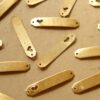 6 pc. Raw Brass Bent Bar Connectors with Heart Cutouts: 35mm by 7mm - made in USA | RB-580