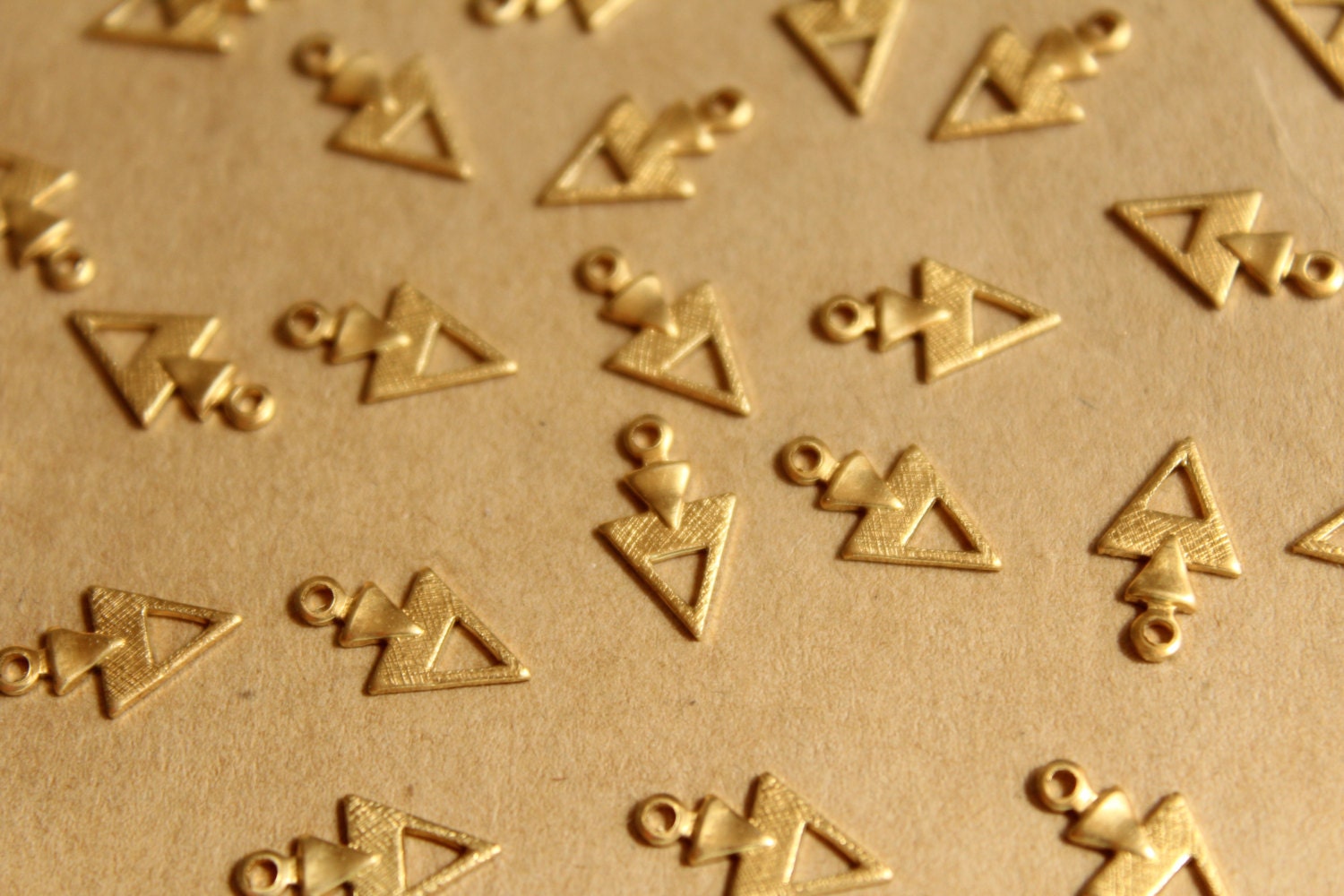 18 pc. Raw Brass Triangle Drops: 12mm by 7mm - made in USA | RB-803