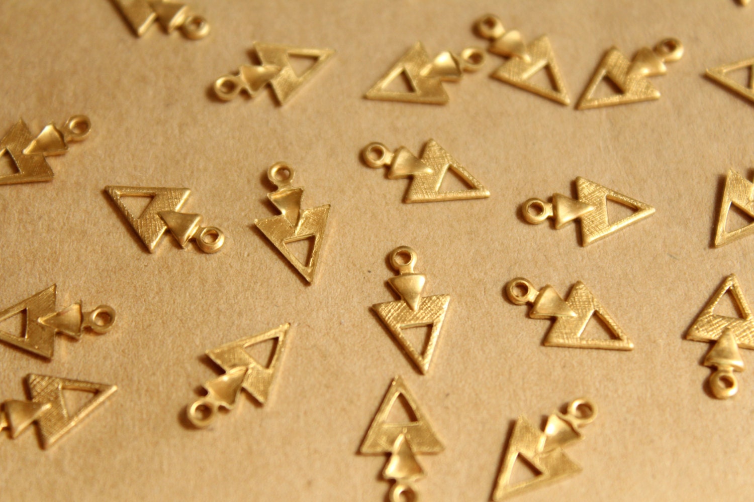 18 pc. Raw Brass Triangle Drops: 12mm by 7mm - made in USA | RB-803