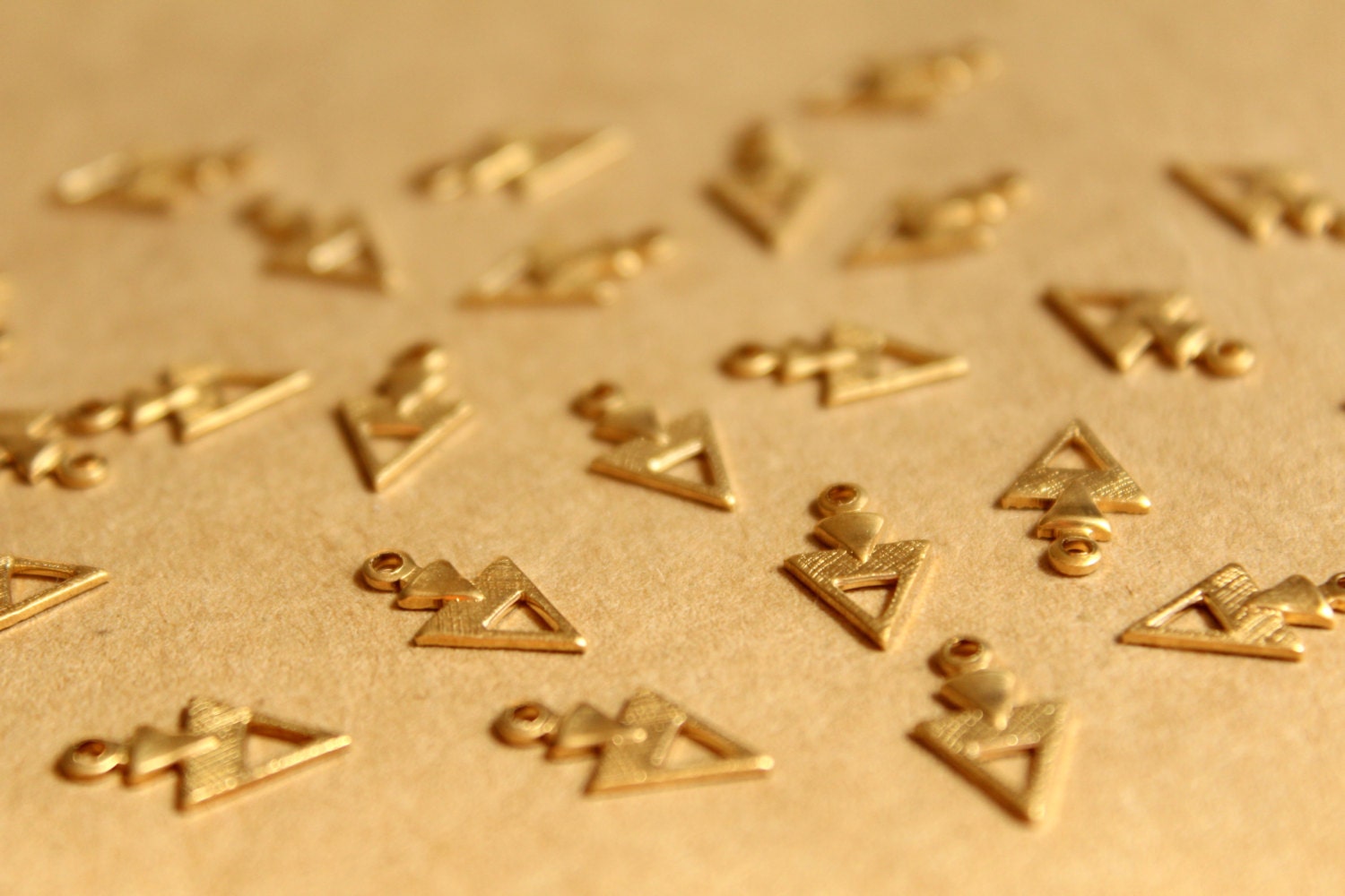 18 pc. Raw Brass Triangle Drops: 12mm by 7mm - made in USA | RB-803