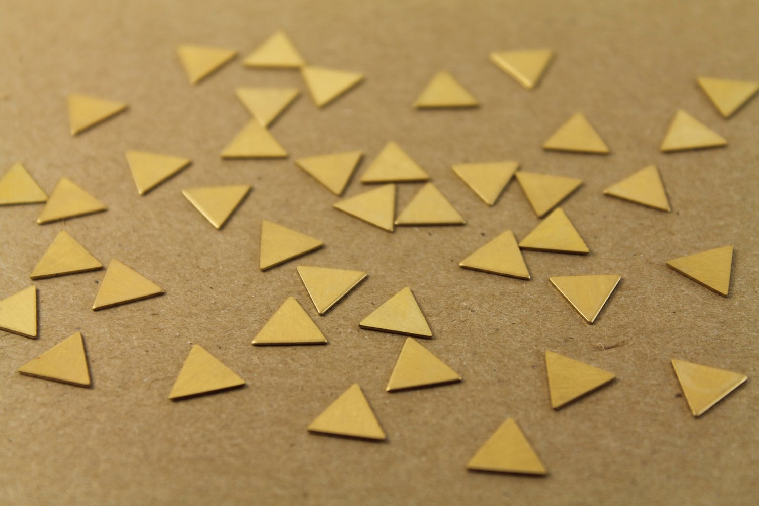 20 pc. Small Raw Brass Triangles: 9mm by 9mm - made in USA | RB-001