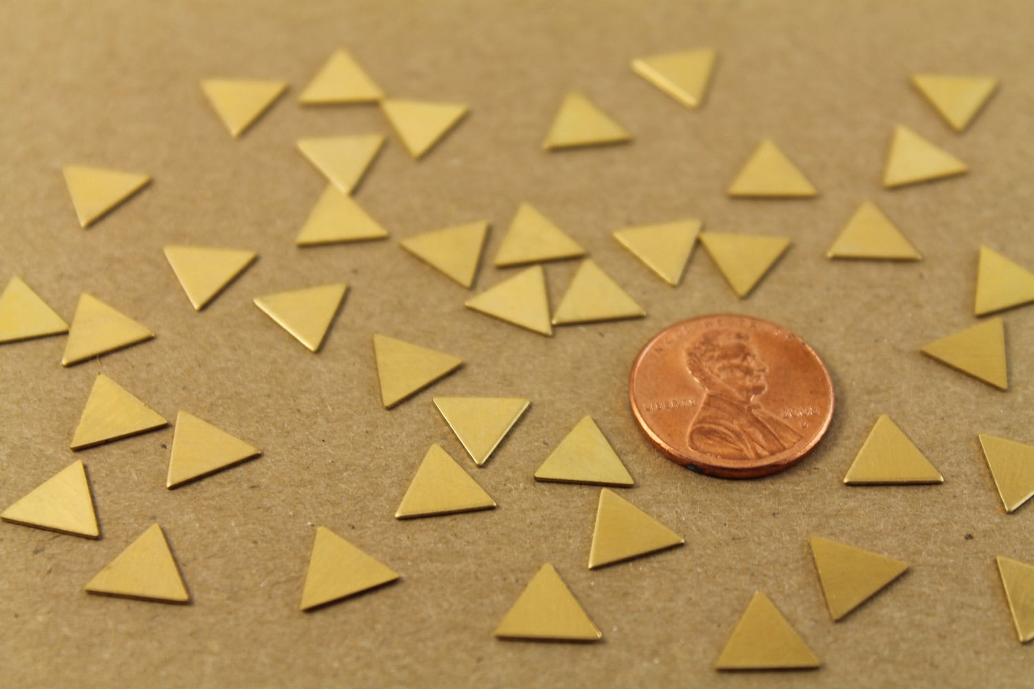 20 pc. Small Raw Brass Triangles: 9mm by 9mm - made in USA | RB-001 - Image 2