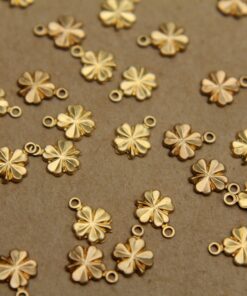 20 pc. Tiny Raw Brass Clover Charms: 8mm by 6mm - made in USA | RB-348