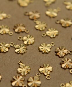20 pc. Tiny Raw Brass Clover Charms: 8mm by 6mm - made in USA | RB-348
