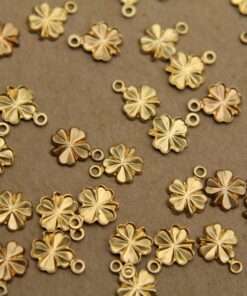 20 pc. Tiny Raw Brass Clover Charms: 8mm by 6mm - made in USA | RB-348