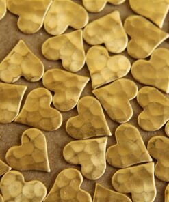 16 pc. Raw Brass Hammered Heart: 8mm by 8mm - made in USA * Also available in 80 piece * | RB-008