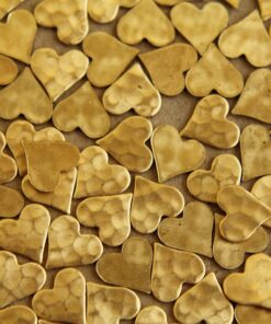 16 pc. Raw Brass Hammered Heart: 8mm by 8mm - made in USA * Also available in 80 piece * | RB-008