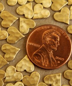 16 pc. Raw Brass Hammered Heart: 8mm by 8mm - made in USA * Also available in 80 piece * | RB-008