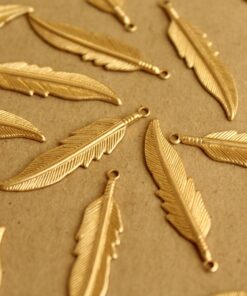 10 pc. Raw Brass Feathers: 34mm by 8.5mm - made in USA | RB-639