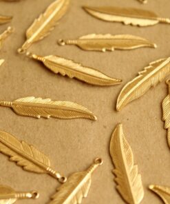 10 pc. Raw Brass Feathers: 34mm by 8.5mm - made in USA | RB-639
