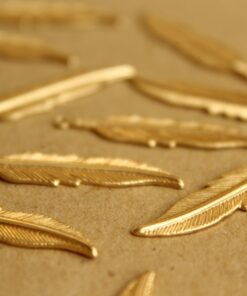 10 pc. Raw Brass Feathers: 34mm by 8.5mm - made in USA | RB-639
