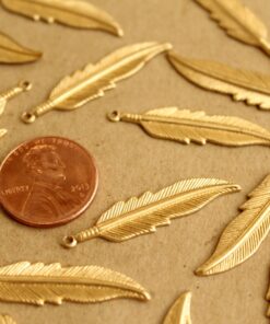 10 pc. Raw Brass Feathers: 34mm by 8.5mm - made in USA | RB-639