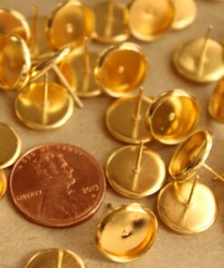 30 pc. 10mm Ear Post Blank Cabochon Setting Gold, Nickel Free | FI-229