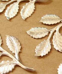 2 pc. Silver Plated Brass Leafy Branch Stamping, 50mm by 32mm - made in USA | SI-225
