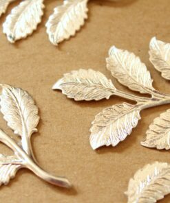 2 pc. Silver Plated Brass Leafy Branch Stamping, 50mm by 32mm - made in USA | SI-225
