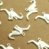 4 pc. Silver Plated Brass Brontosaurus Charms: 25mm by 14mm - made in USA | SI-365