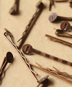 20 pc. Antique Copper Bobby Pins, 8mm pad | FI-172