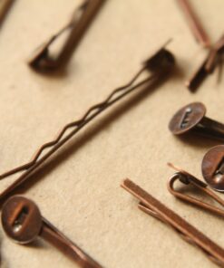 20 pc. Antique Copper Bobby Pins, 8mm pad | FI-172