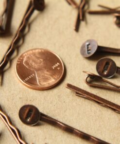20 pc. Antique Copper Bobby Pins, 8mm pad | FI-172