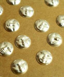14 pc. Silver Plated Brass Moon Face Stampings: 11mm in diameter - made in USA | SI-341