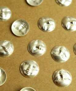 14 pc. Silver Plated Brass Moon Face Stampings: 11mm in diameter - made in USA | SI-341