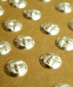 14 pc. Silver Plated Brass Moon Face Stampings: 11mm in diameter - made in USA | SI-341