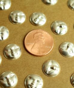 14 pc. Silver Plated Brass Moon Face Stampings: 11mm in diameter - made in USA | SI-341