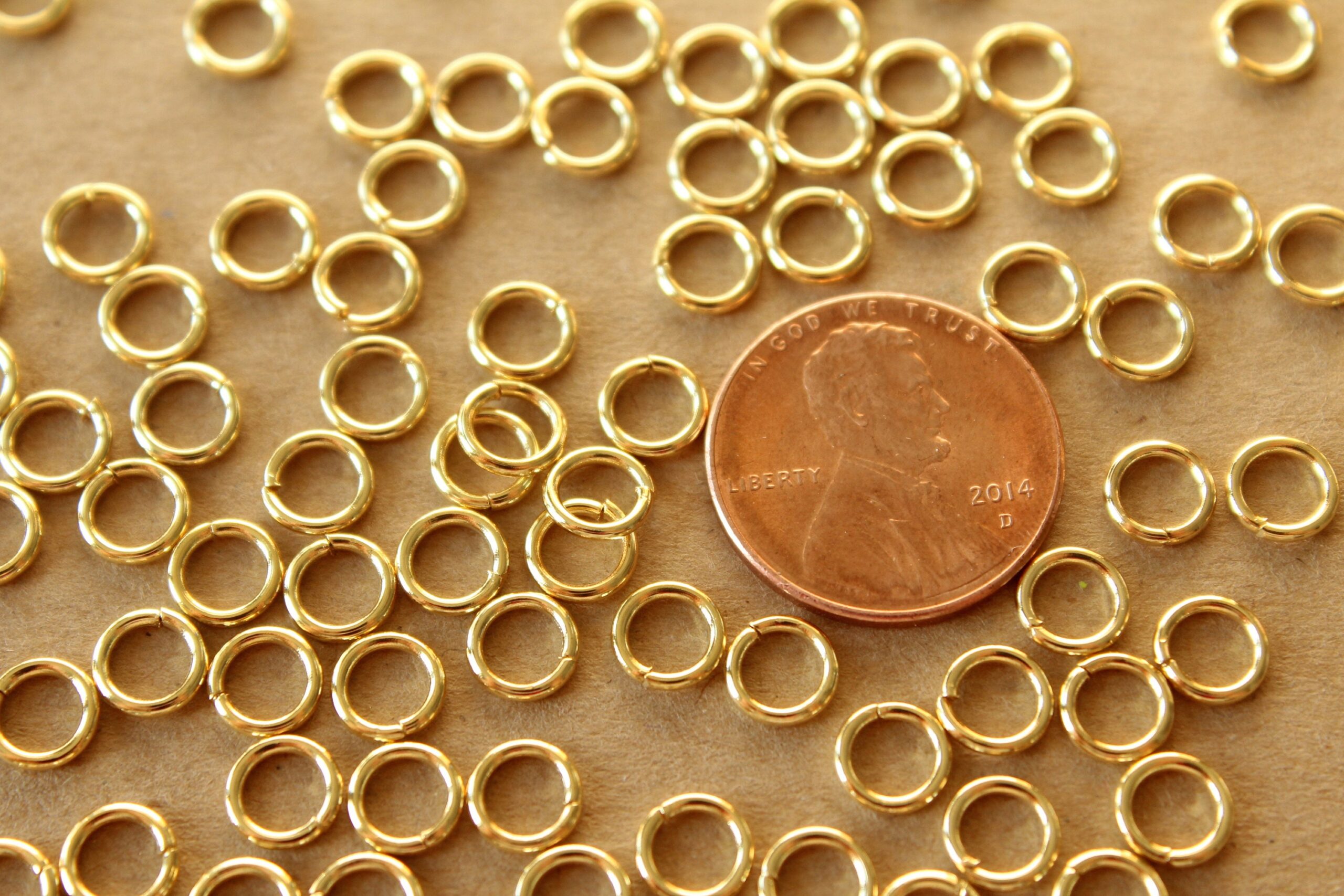 100 pc. 6mm 18k Gold Plated Stainless Steel Jumprings, 18 gauge | FI-212*
