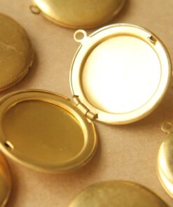 2 pc. Raw Brass Round Lockets 32mm x 36mm | LOC-045