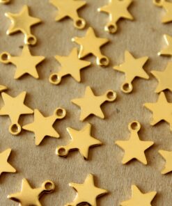 30 pc. Gold Plated Stainless Steel Tiny Flat Star Charms, 10mm x 8mm | MIS-302*