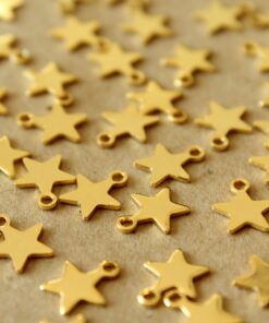 30 pc. Gold Plated Stainless Steel Tiny Flat Star Charms, 10mm x 8mm | MIS-302*
