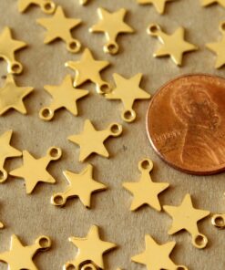 30 pc. Gold Plated Stainless Steel Tiny Flat Star Charms, 10mm x 8mm | MIS-302*